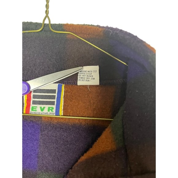 Women's M Fleece 1/4 Zip up, EVR Div Rousso Apparel Group, Checkered, Brown, Pur - Picture 6 of 7